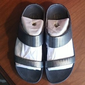 Fitflop Lulu Slide Weave in Pewter